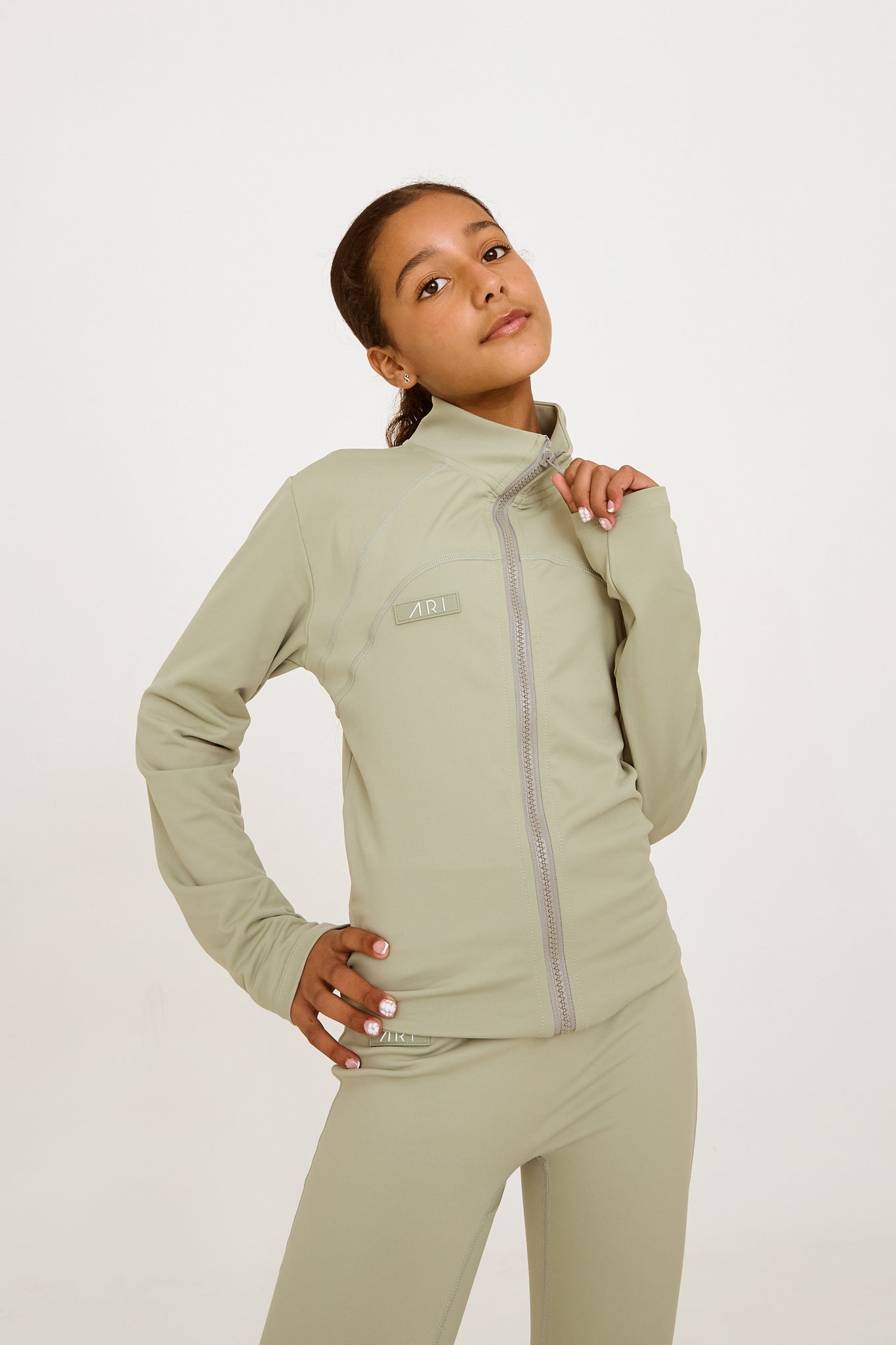 Girls Matcha Zip Up Set
